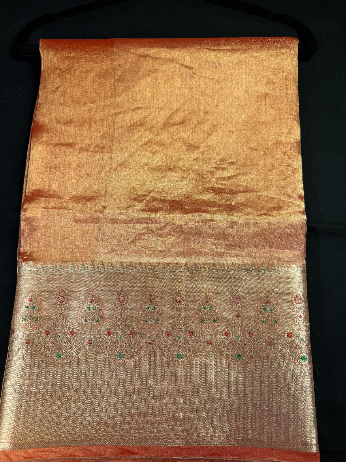 Orange Banarasi with Mango butas design