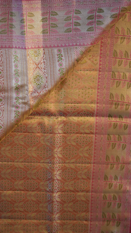 Pure Kanchi Pattu, Gold Color Saree with Heavy Jari
