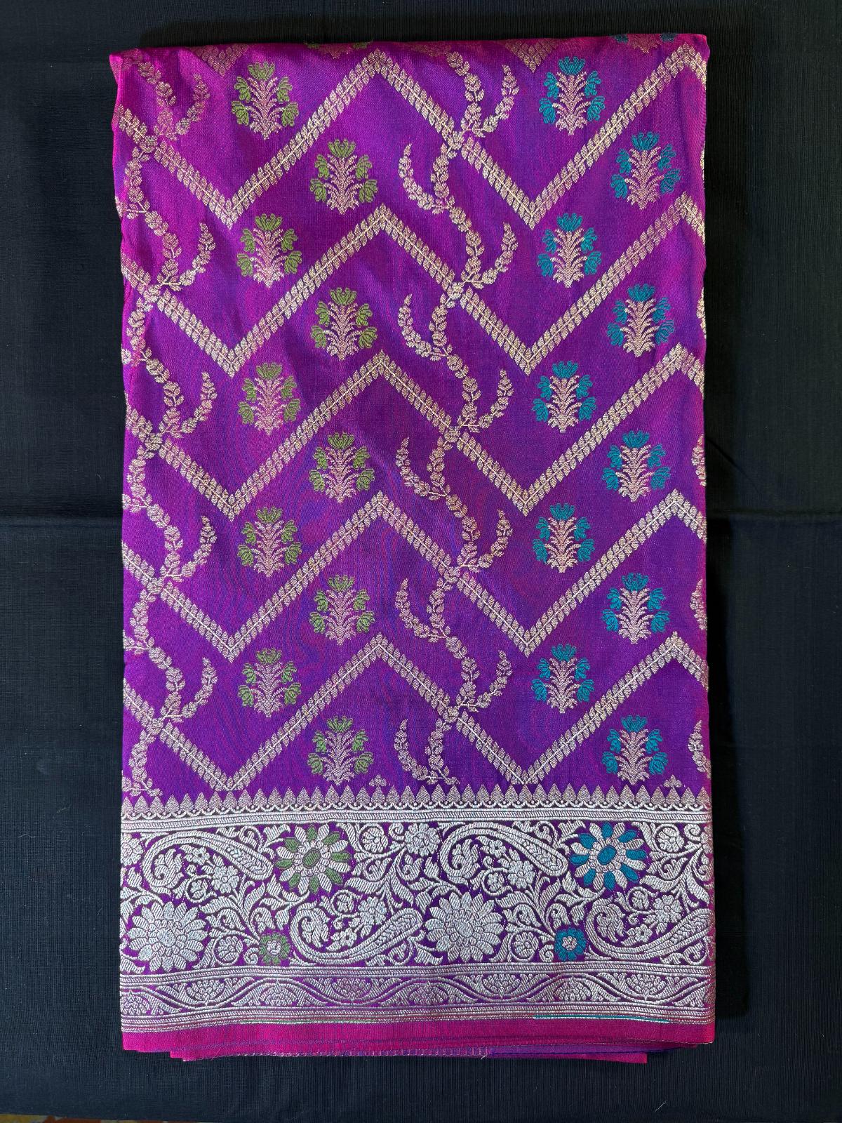 Magenta Banarasi with full meenakari work