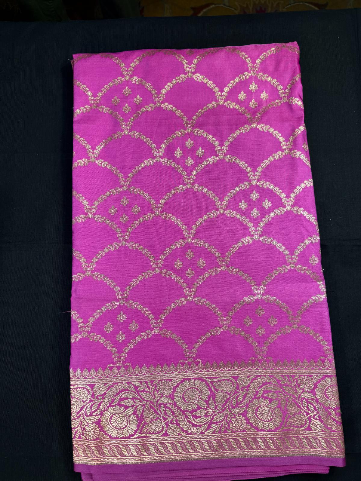 Pink Banarasi Gold meenakari work
