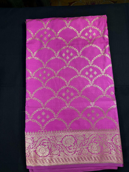 Pink Banarasi Gold meenakari work